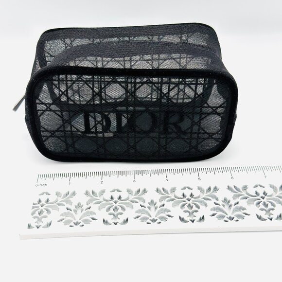 3691 DIOR BLACK MESH POUCH COSMETIC BAG - Picture 4 of 6